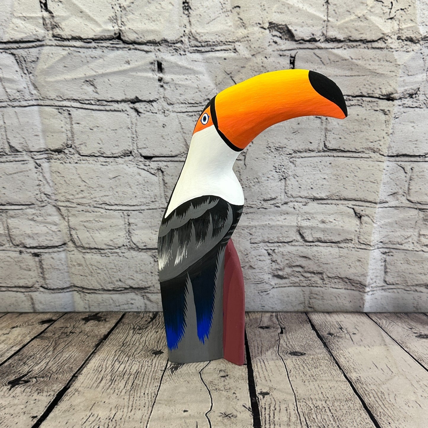 30cm Black Toucan Bird Ornament Statue Fair Trade Hand Made Carved Wood