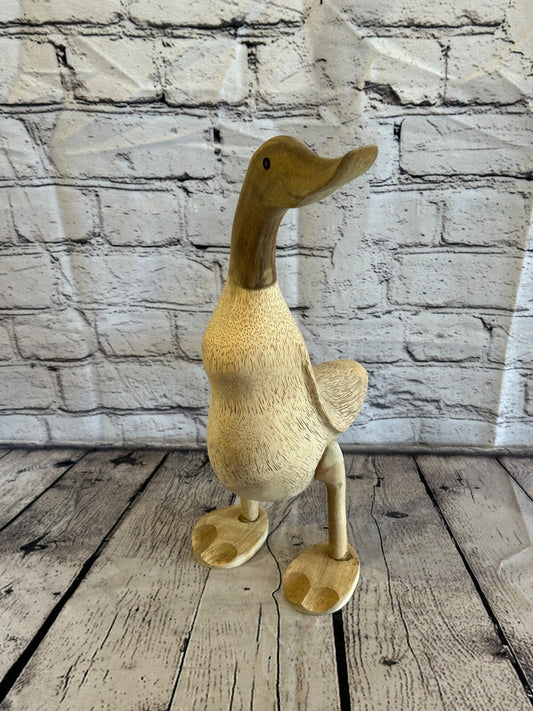 Looking Left 40cm Tall Wooden Hairy Duckling Baby Duck Bamboo Root Fairtrade