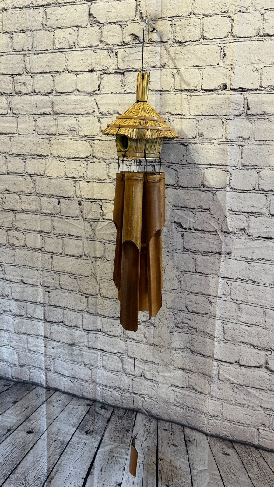 Bird House With Chimes Bamboo Windchime 60cm Garden Gift Summer Handmade Chimes