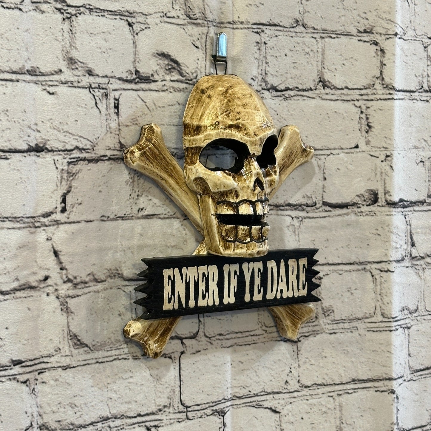 Skull & Crossbones Enter If Ye Dare Pirate Sign Door Plaque 20cm x 20cm Handmade