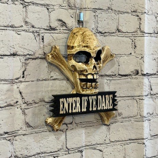 Skull & Crossbones Enter If Ye Dare Pirate Sign Door Plaque 20cm x 20cm Handmade