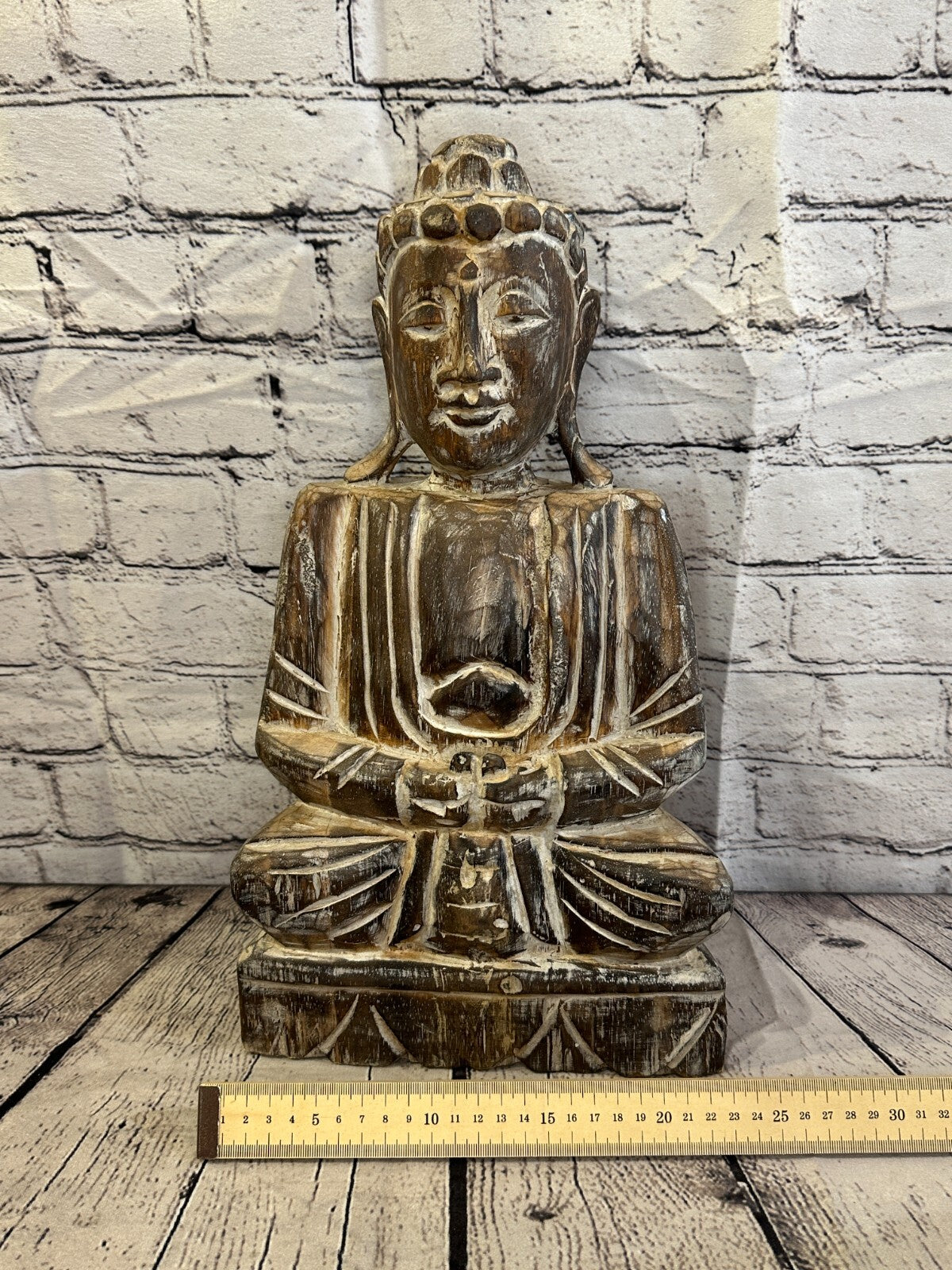 40cm x 20cm Brown Buddha Wooden Standing Statue Figurine Ornament Fair Trade
