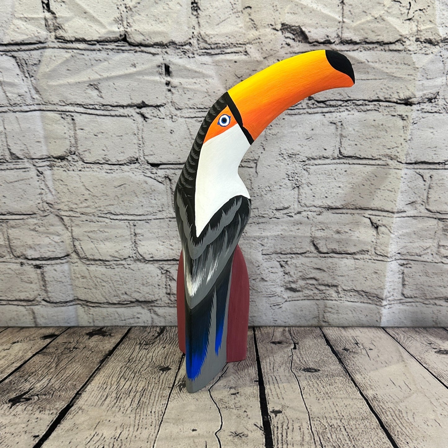 30cm Black Toucan Bird Ornament Statue Fair Trade Hand Made Carved Wood