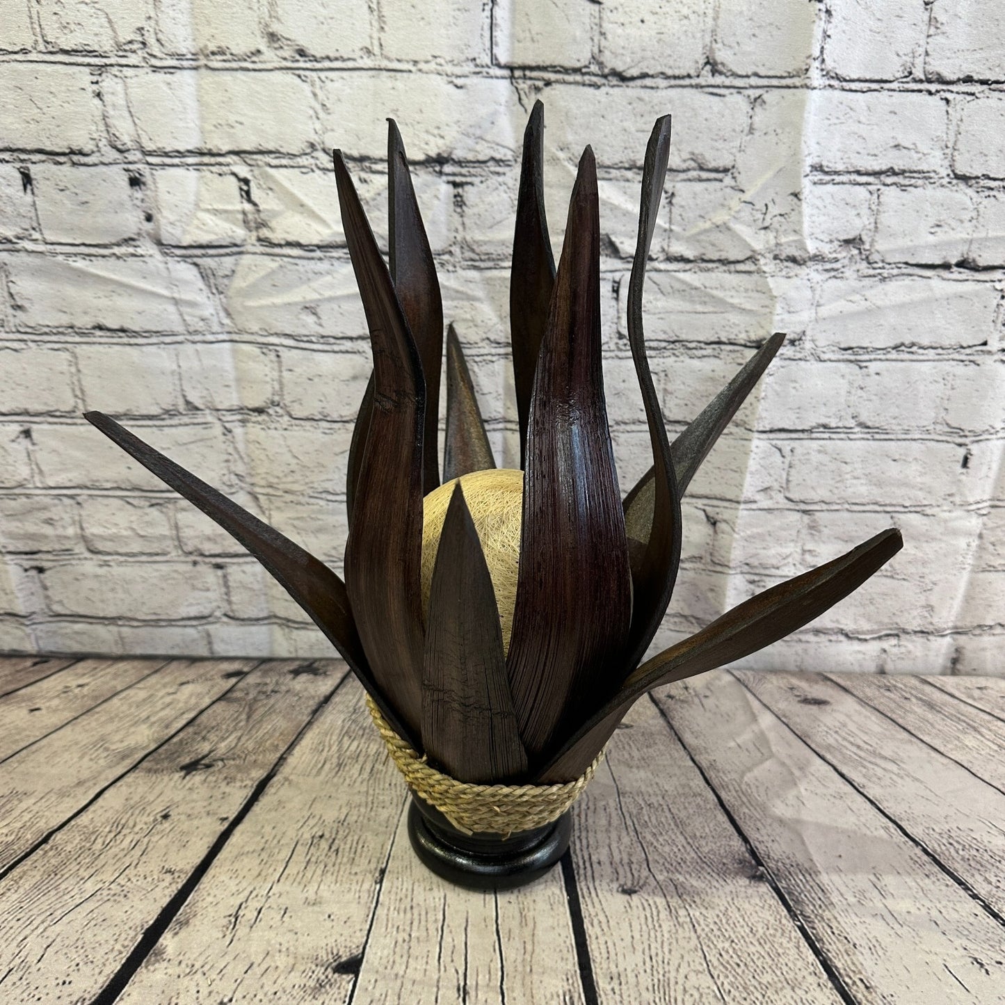 White Brown Leaf Natural 45cm Tall Leaf Lamp Twist LED UK Mains Plug Design 6