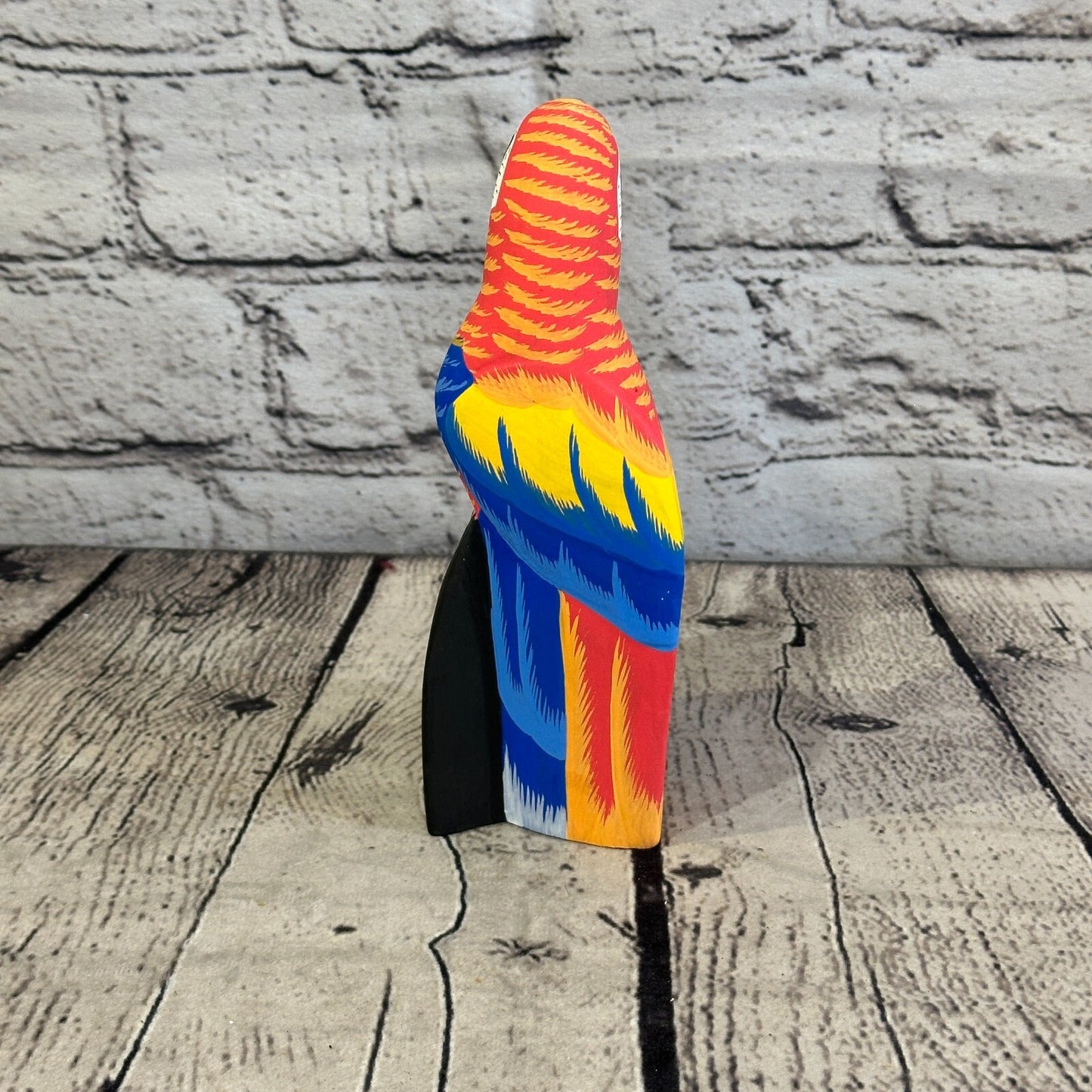 15cm Red Parrot Bird Ornament Statue Fair Trade Hand Made Carved Wood