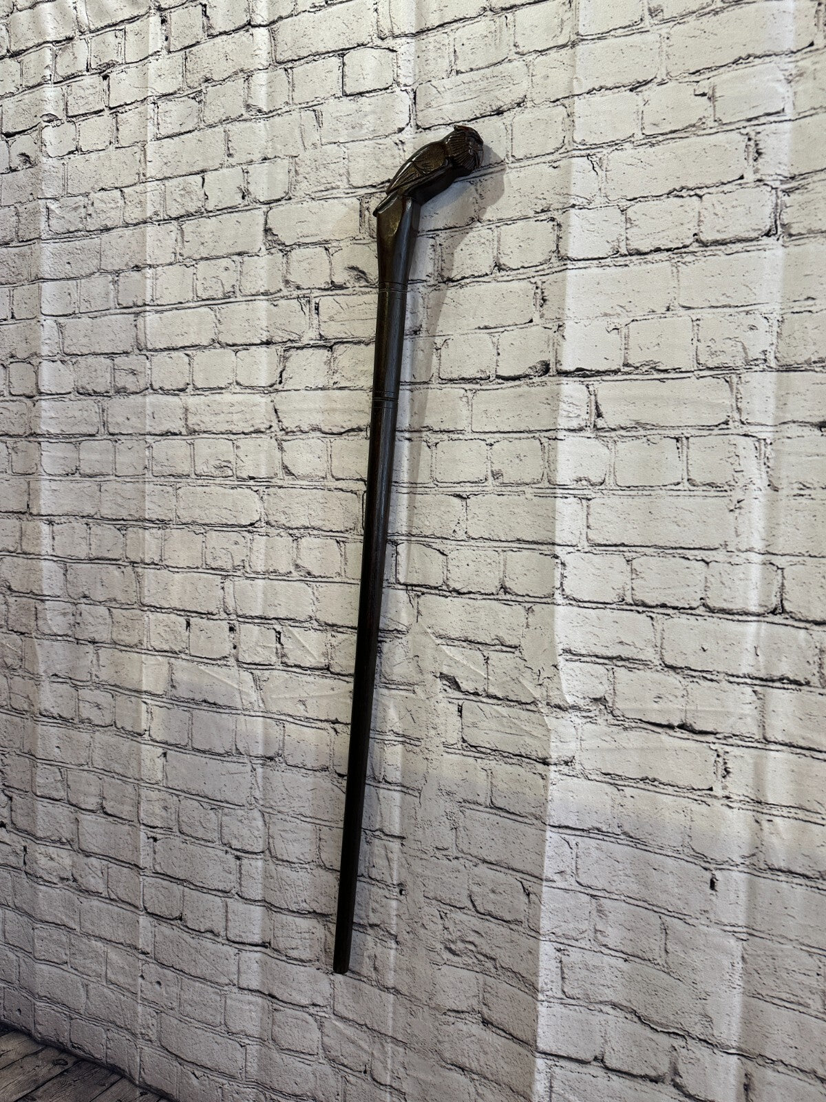 Wise Owl 90cm Tribal African Walking Stick Cane Hand Carved Dark Wood