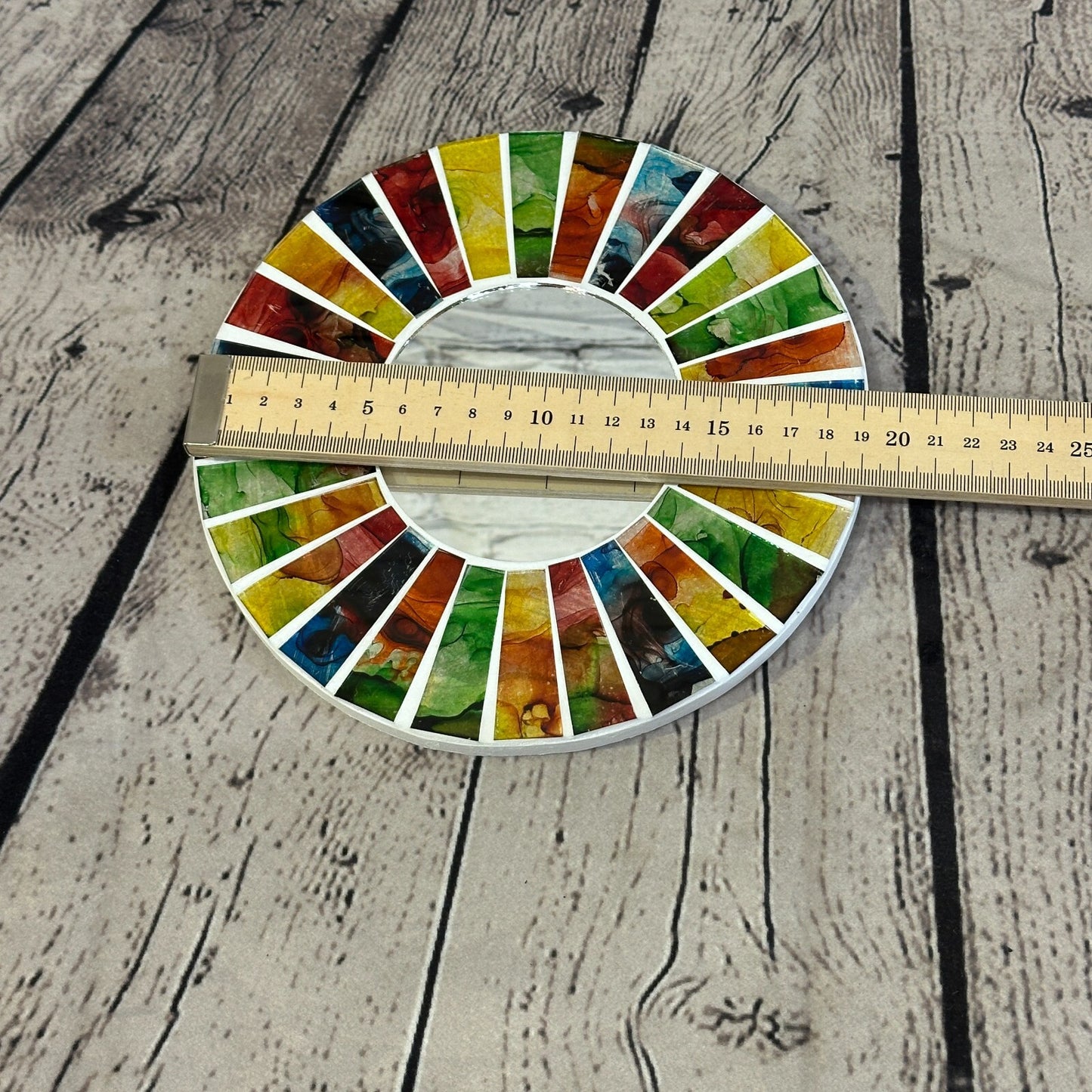 Rainbow White Line Mosaic Tile Wall Mirror 20cm x 20cm 8 Inches Handmade New