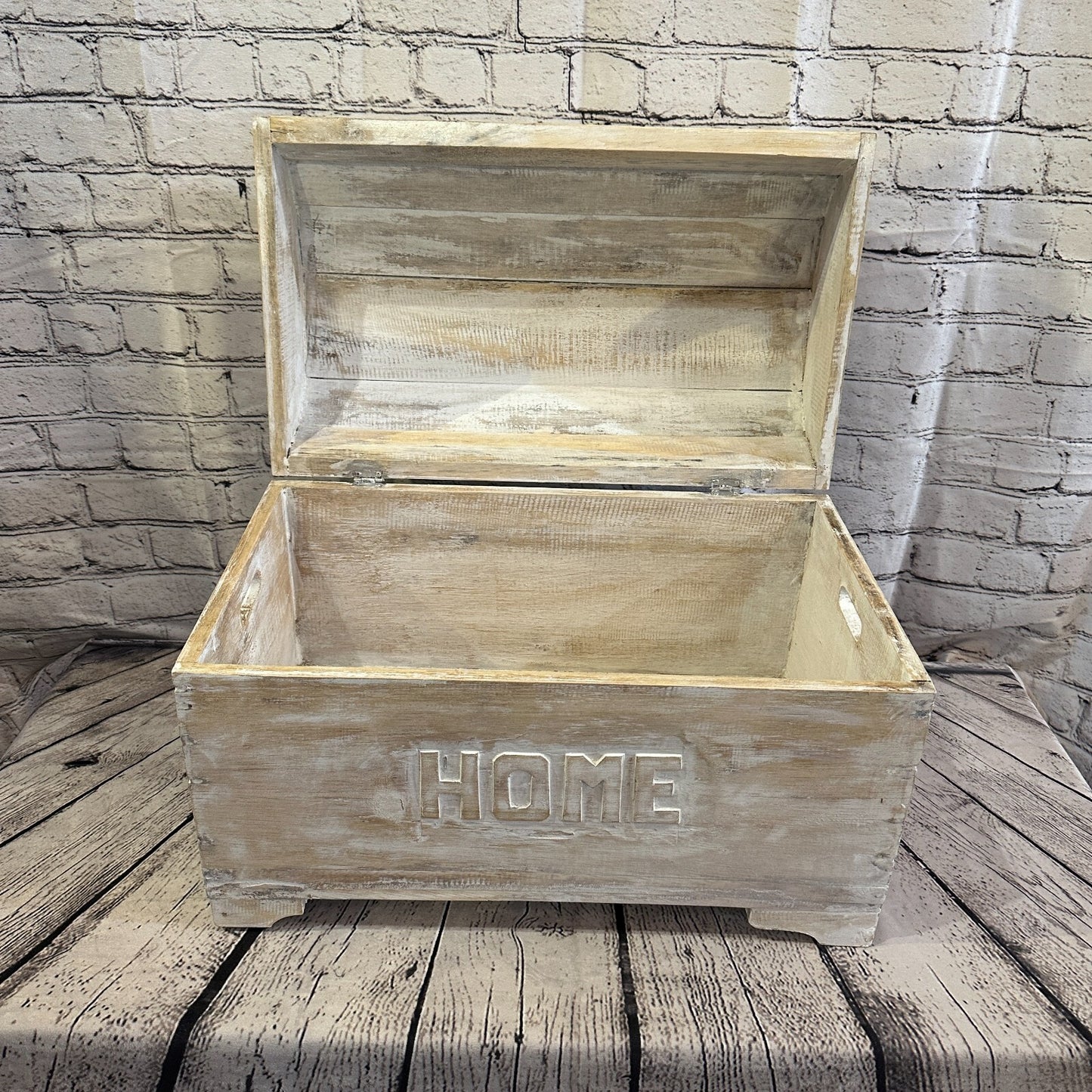 50cm x 35cm x 30cm White Home Wood Box Wooden Chest Storage Craft Handles Lid