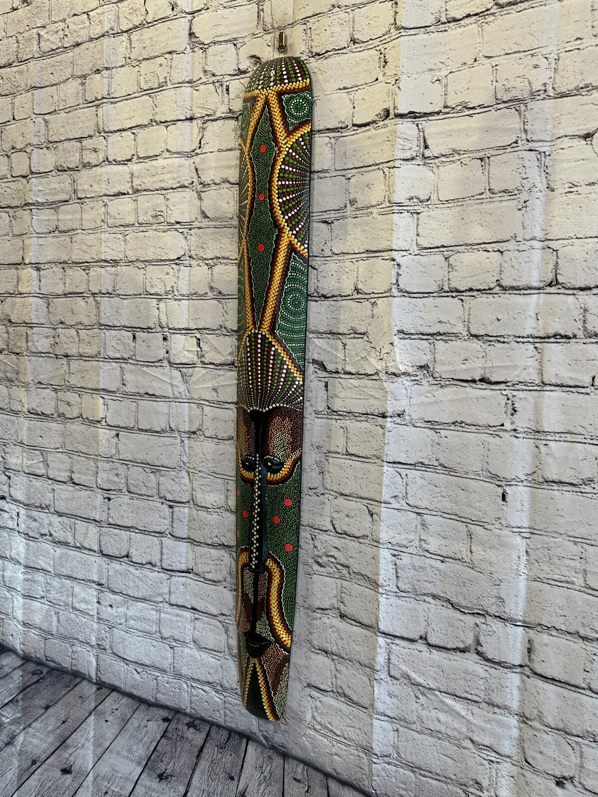 Mask 100cm Carved Wooden Dot Painted Ethnic Tribal Tiki Wall Art Handmade No 2