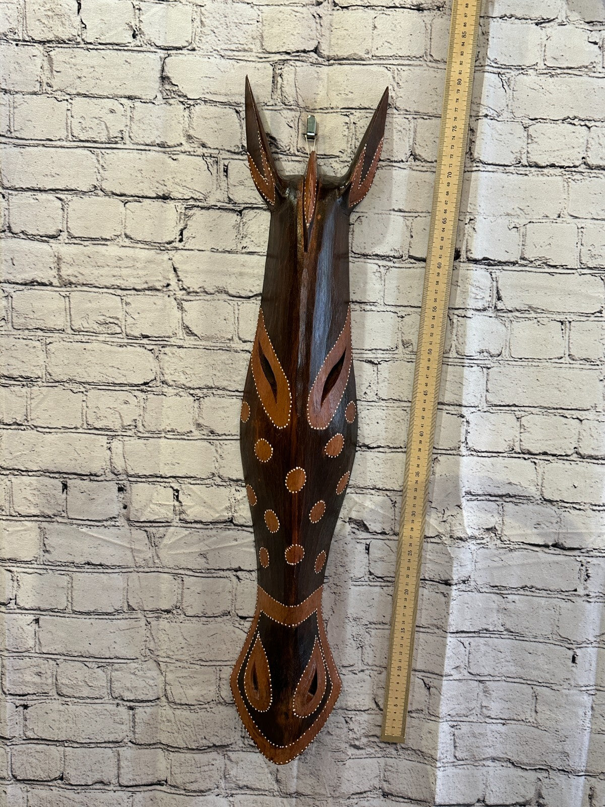 100cm Zebra Brown Hand Carved Fair Trade Wooden Animal Wall Art Wall Hang Mask