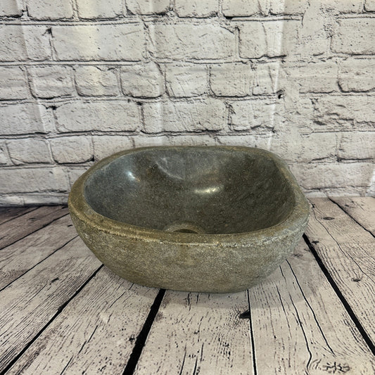 30cm x 27cm River Stone Sink Basin Bowl Natural for Bathroom Washroom Oval No 23