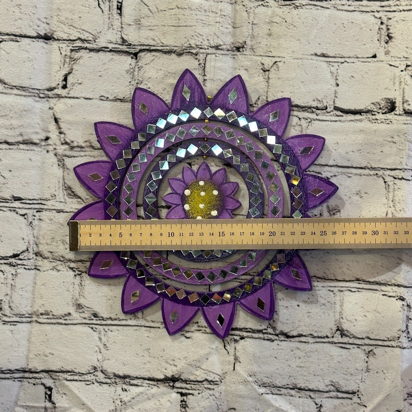 25cm Purple Sunflower Hanging With Mirrors Window Suncatcher Indoor Mobile