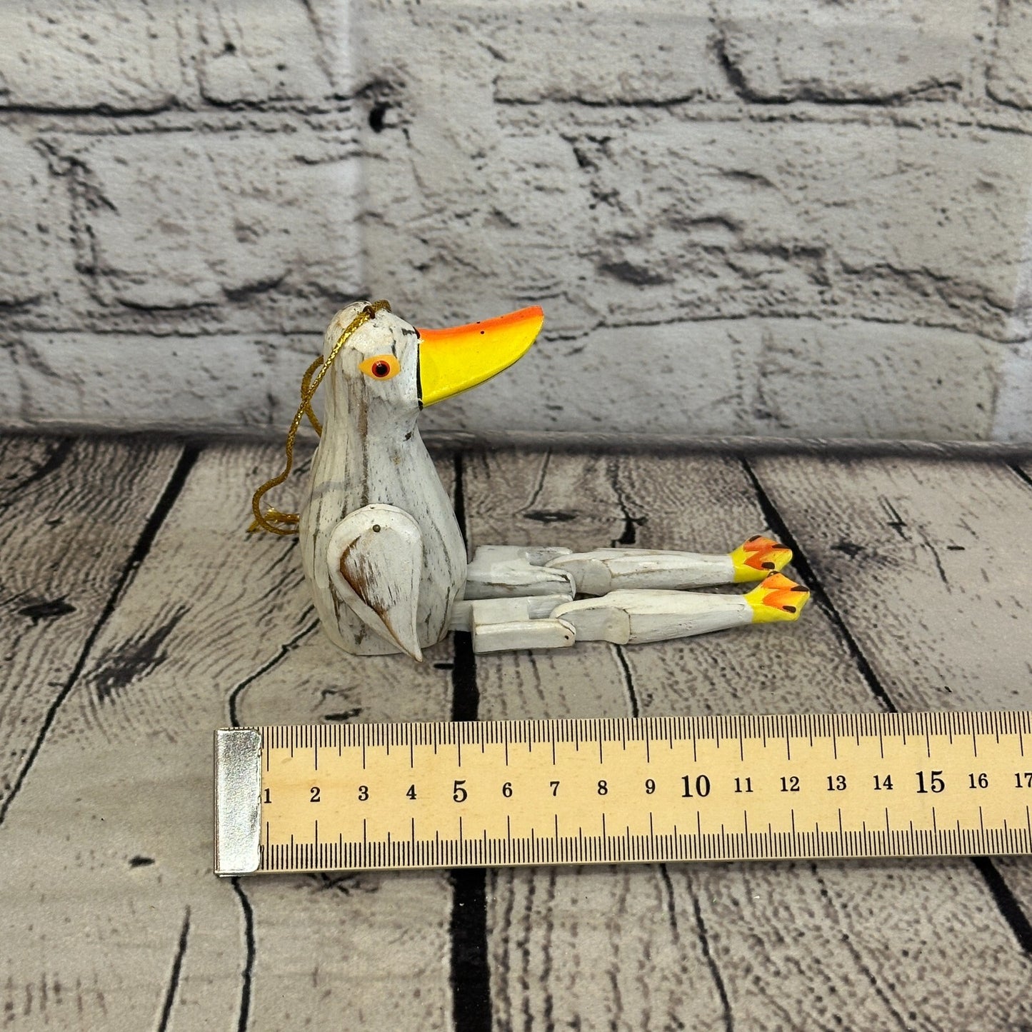 10cm Brown Duck Sitting Animal, Wooden Shelf Ornament Handmade and Fairtrade