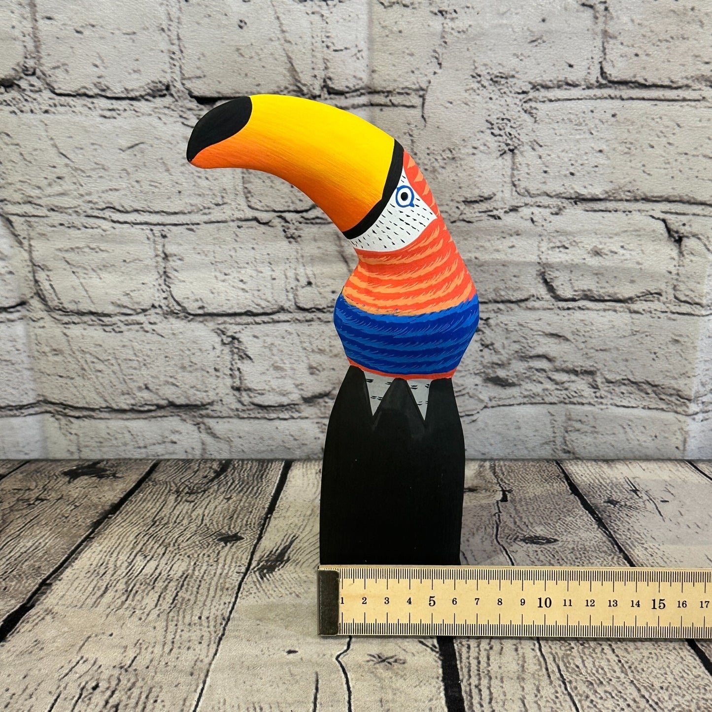 20cm Red Toucan Bird Ornament Statue Fair Trade Hand Made Carved Wood
