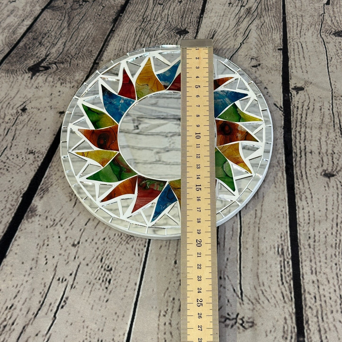 Rainbow White Sun Mosaic Tile Wall Mirror 20cm x 20cm 8 Inches Handmade New