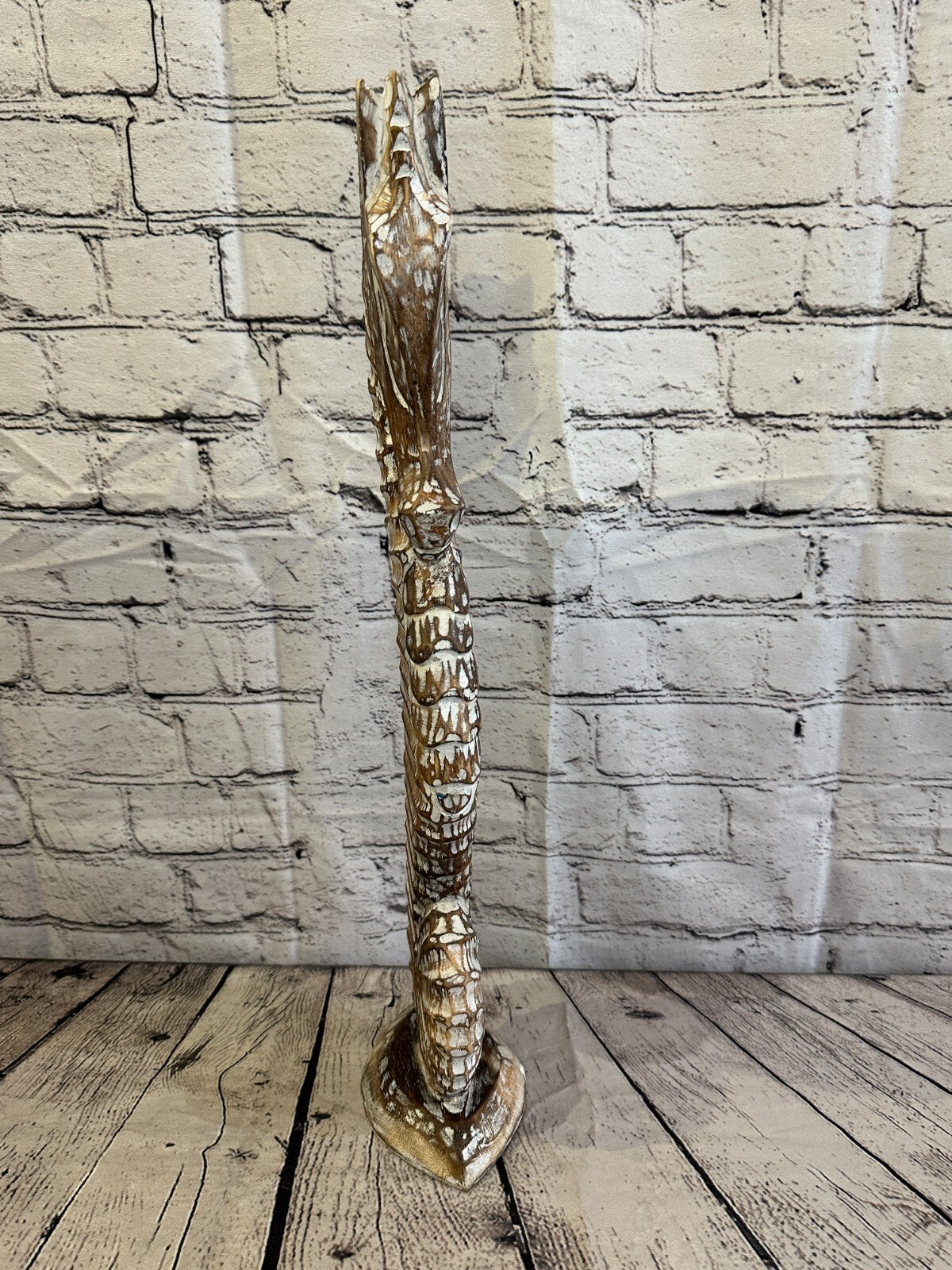 50cm Brown Plain Wooden Shabby Seahorse Statue Ornament Fair Trade Handcarved