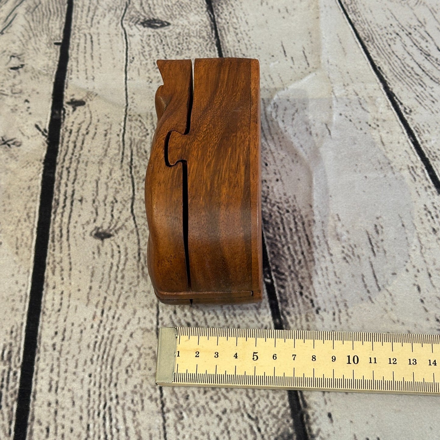 Carved Sleeping Cat 4 Bit Wooden Puzzle Box Secret Box Magic Trinket Handmade