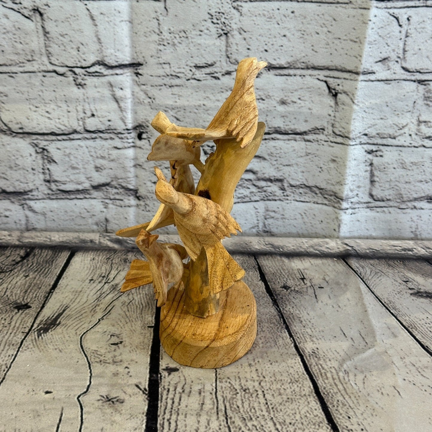 20cm Five Birds Nest Mushroom Parasite Ornament Natural Carving Fairtrade Wood