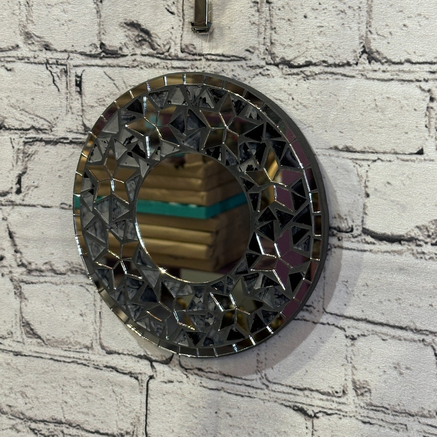 Black Star Mosaic Tile Wall Mirror 20cm x 20cm 8 Inches Handmade New