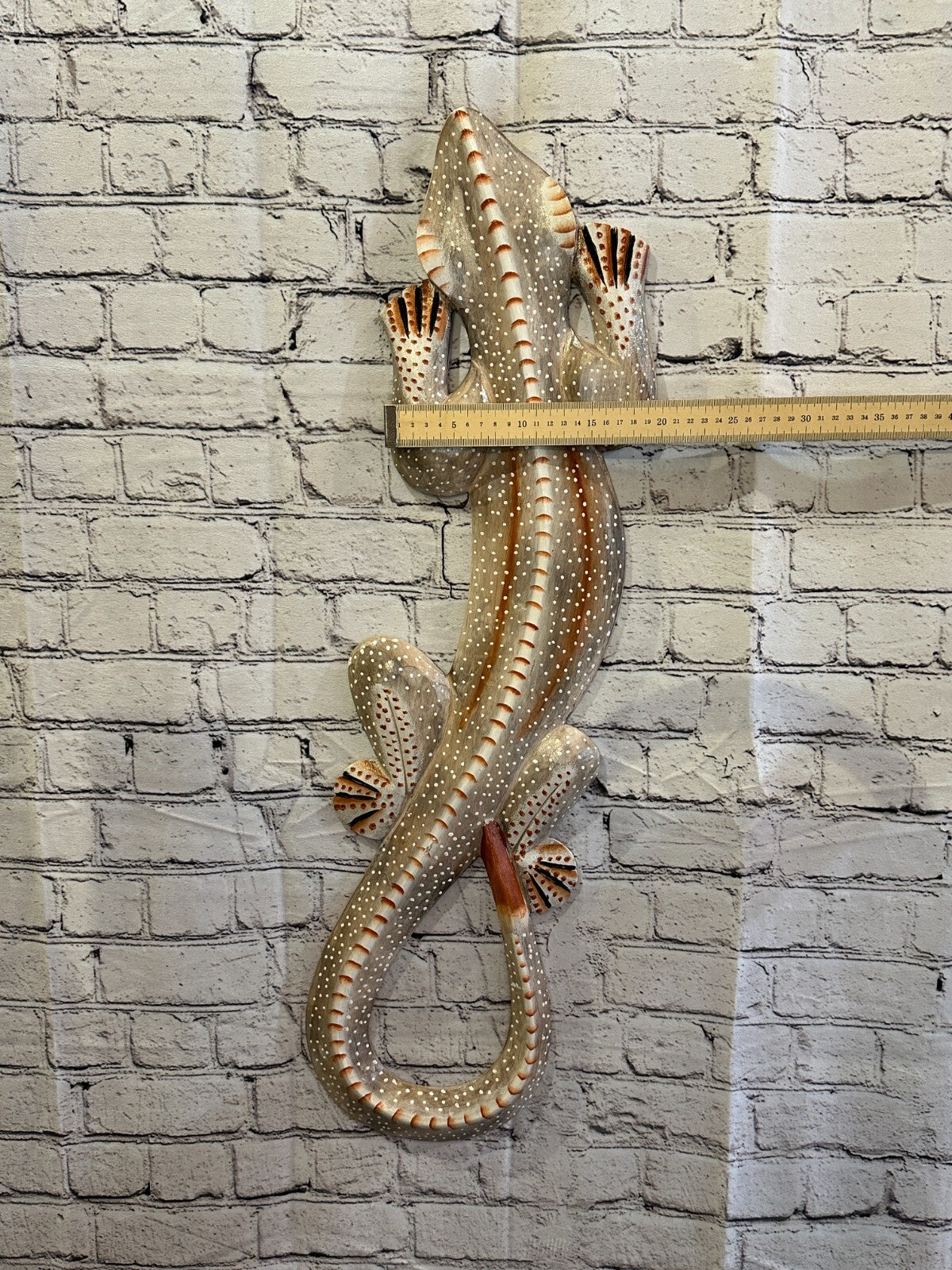 80cm Gecko Lizard Grey Wood Wall Hanging Wooden Ornaments Wood Carving