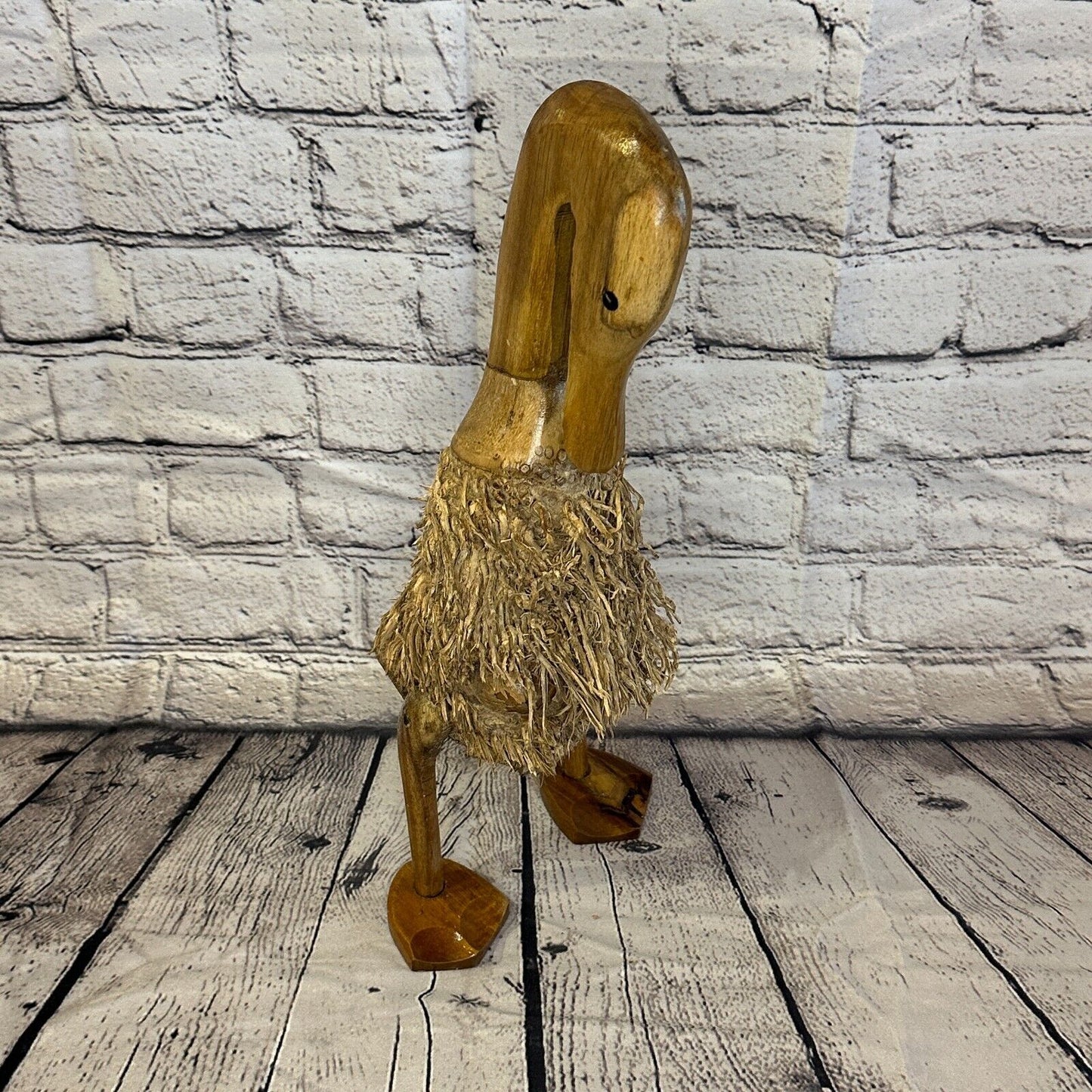 Swan Neck 40cm Tall Wooden Hairy Duckling Baby Duck Bamboo Root Fairtrade