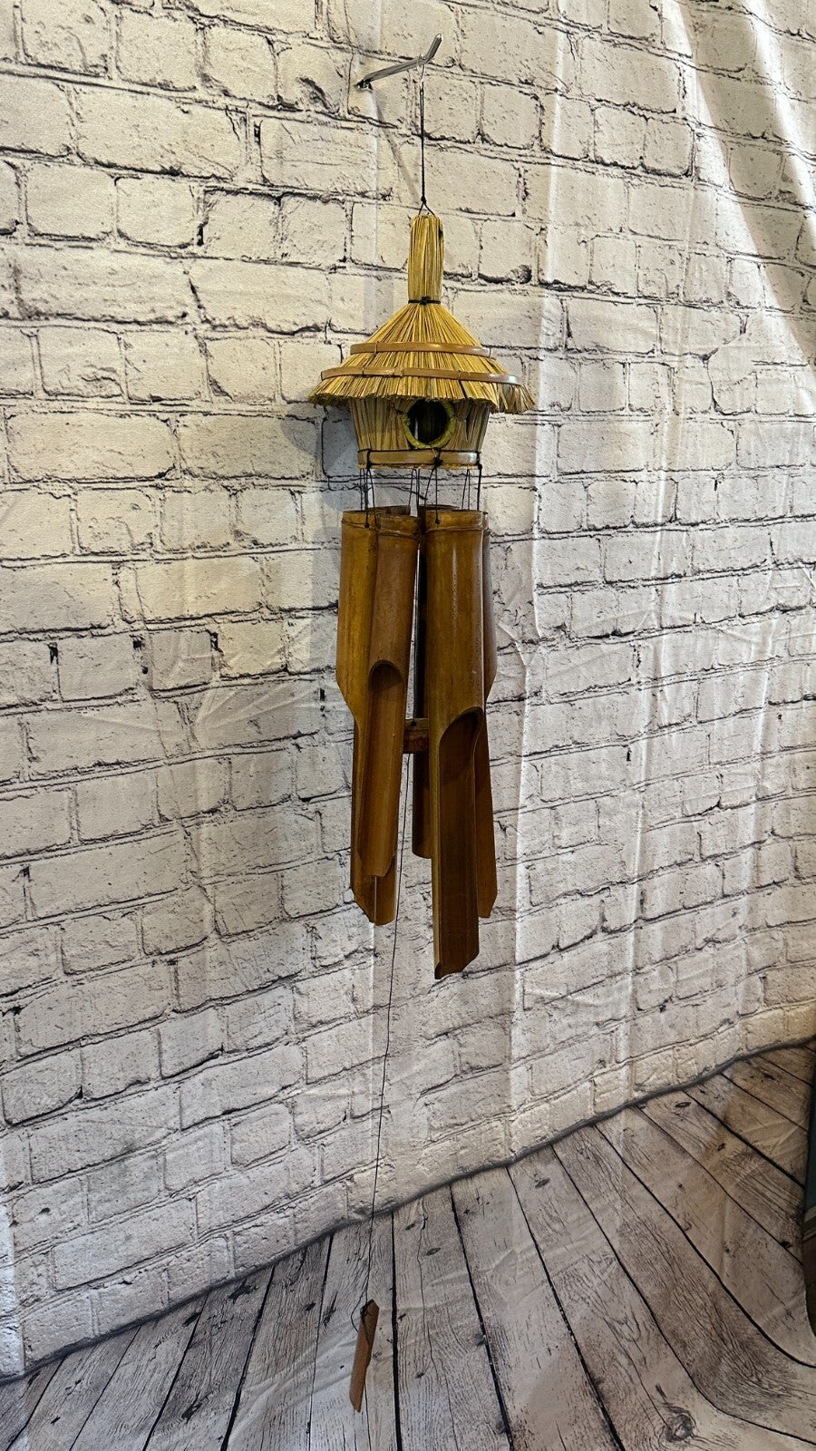 Bird House With Chimes Bamboo Windchime 60cm Garden Gift Summer Handmade Chimes