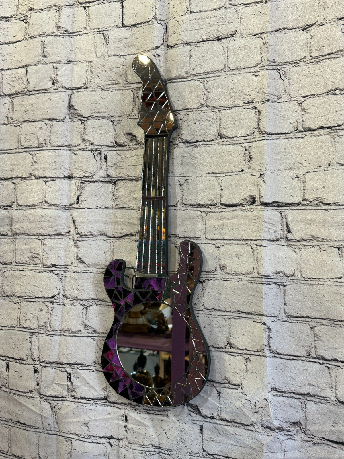 Purple Guitar Mosaic Tile Wall Mirror 60cm x 20cm 24 Inches Handmade New