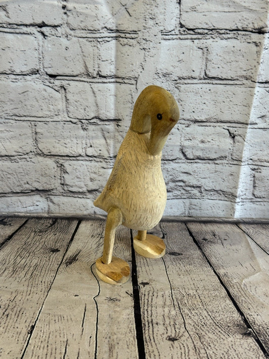 Swan Neck 25cm Tall Wooden Hairy Duckling Baby Duck Bamboo Root Fairtrade