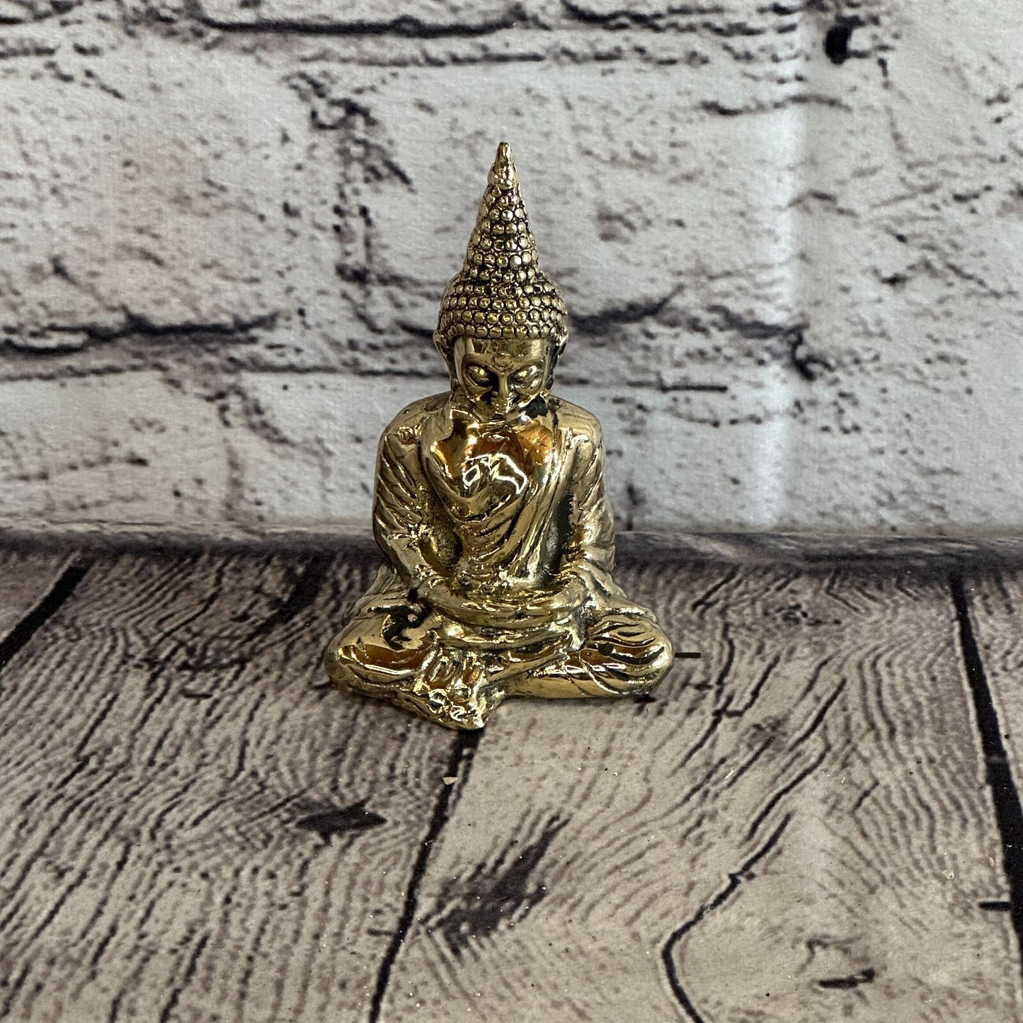 9cm x 5cm Sitting Thai Bronze Buddha Blessing Statue Figure Table Decoration Art