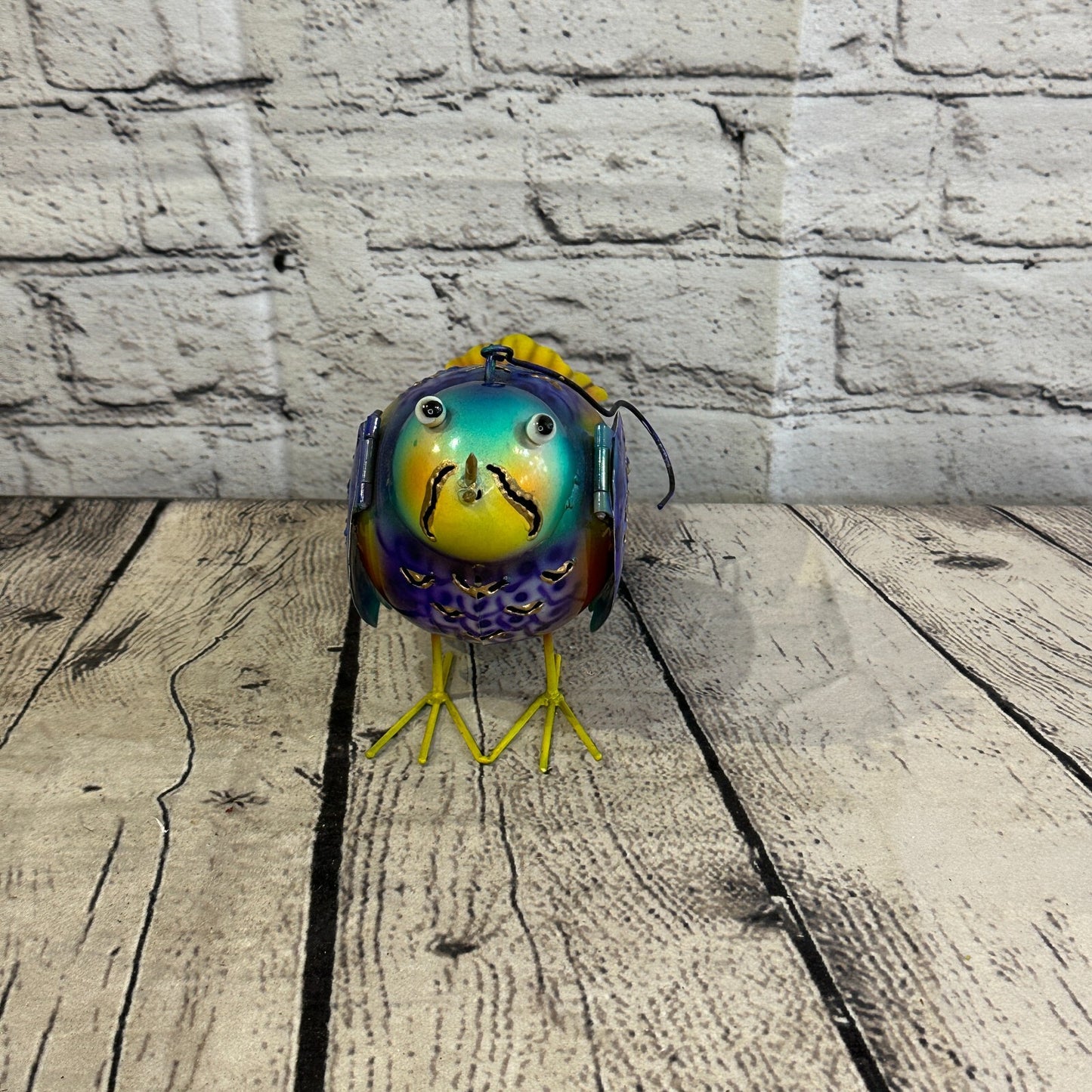 15cm x 15cm Bright Blue Bird Metal Tin Wall Hanging Ornament Painted Statue