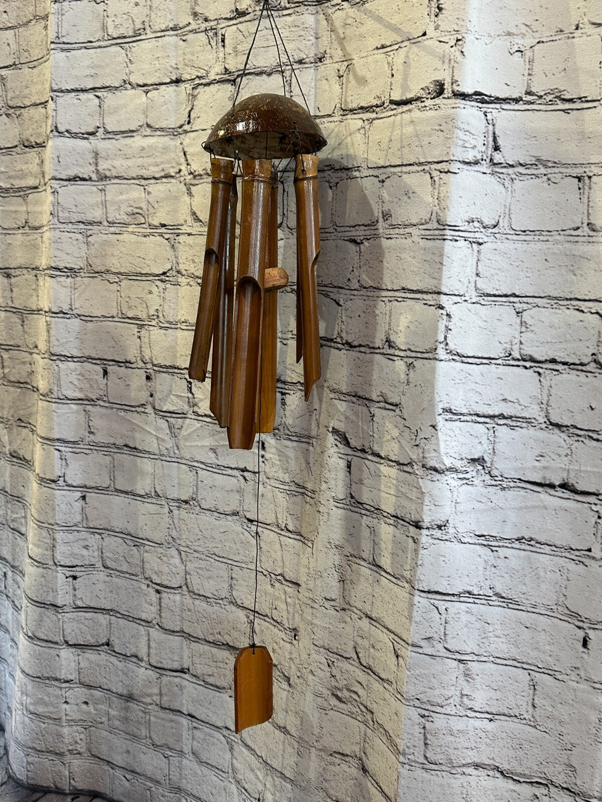 Coconut Bamboo Windchime Plain 30cm Garden Gift Summer Handmade Chimes