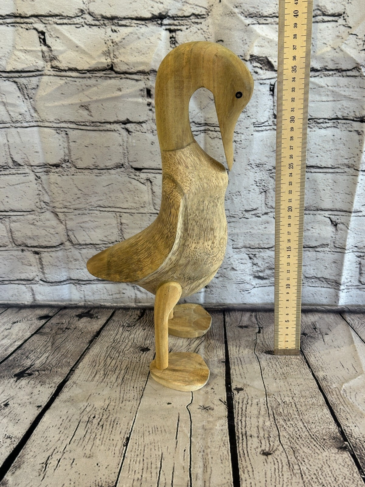 Swan Neck 40cm Tall Wooden Hairy Duckling Baby Duck Bamboo Root Fairtrade