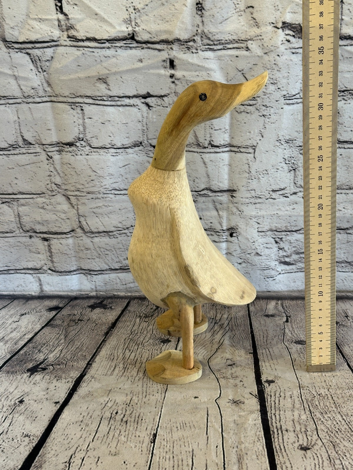 Looking Back 30cm Tall Wooden Hairy Duckling Baby Duck Bamboo Root Fairtrade