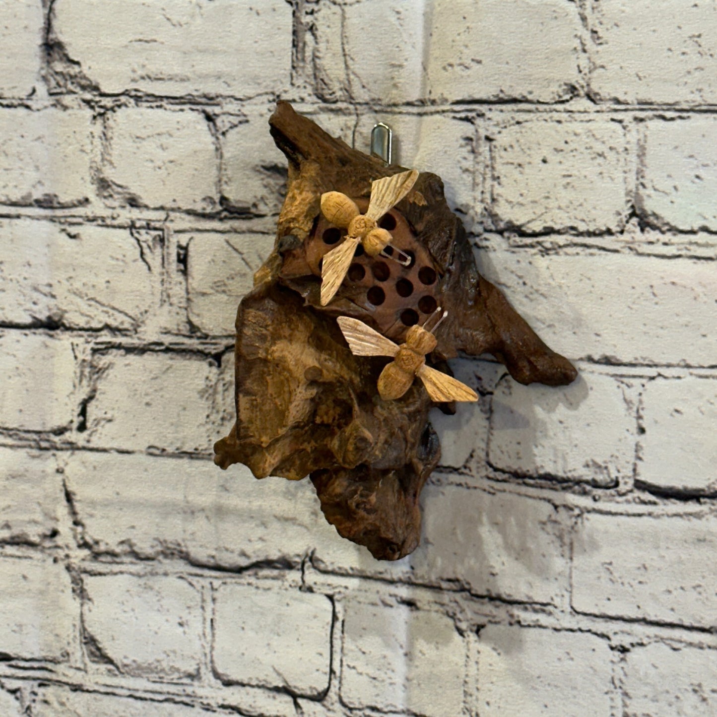 Bees Honeycomb Wall Art Mushroom Parasite Wood Ornament Natural Carving Wooden