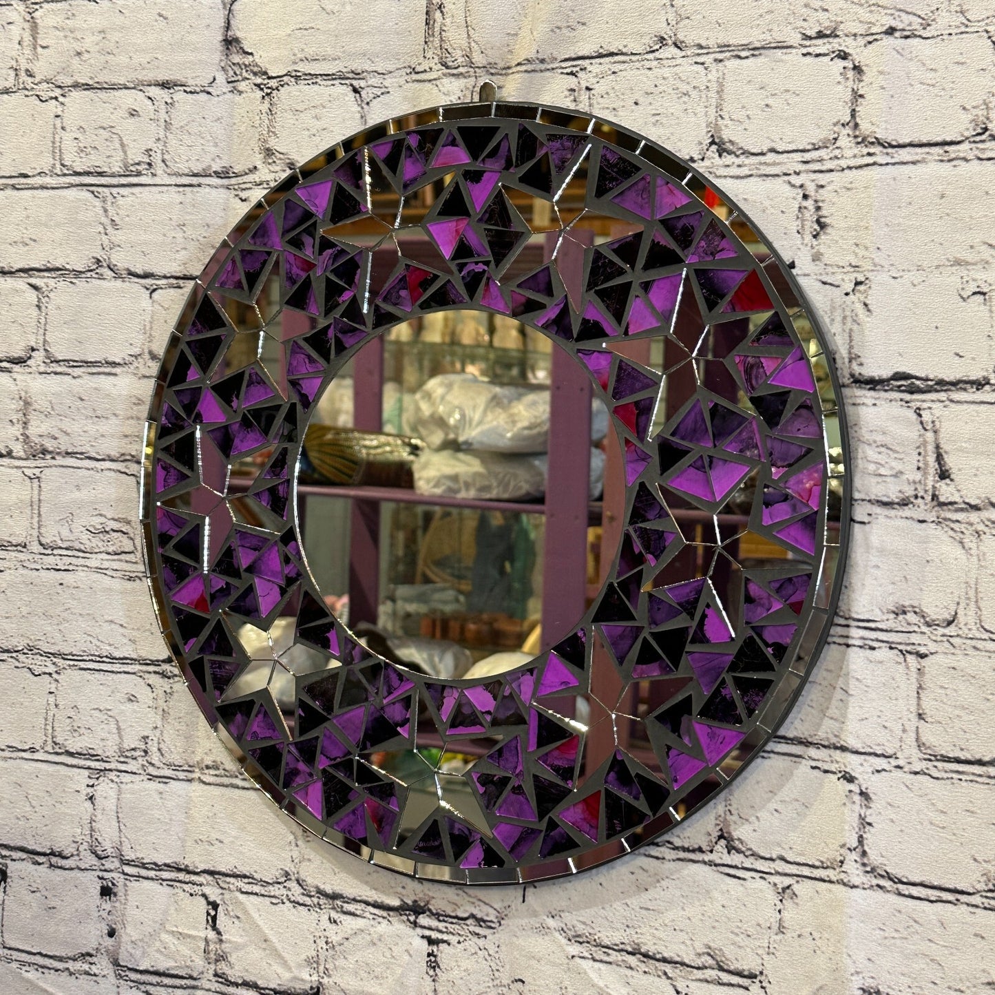 Purple Stars Mosaic Tile Wall Mirror 40cm x 40cm 16 Inches Handmade New