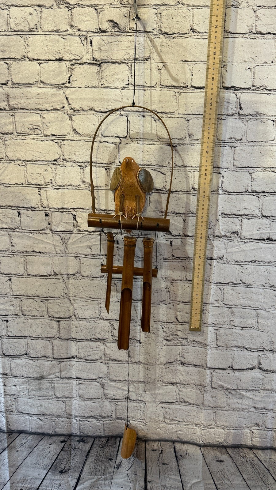 Bird On Bar With Chimes Bamboo Windchime 60cm Garden Gift Summer Handmade Chimes