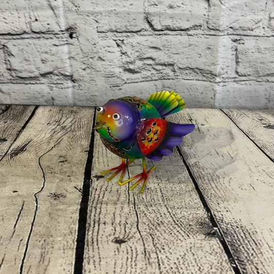 10cm x 10cm Bright Purple Bird Metal Tin Wall Hanging Ornament Painted Statue