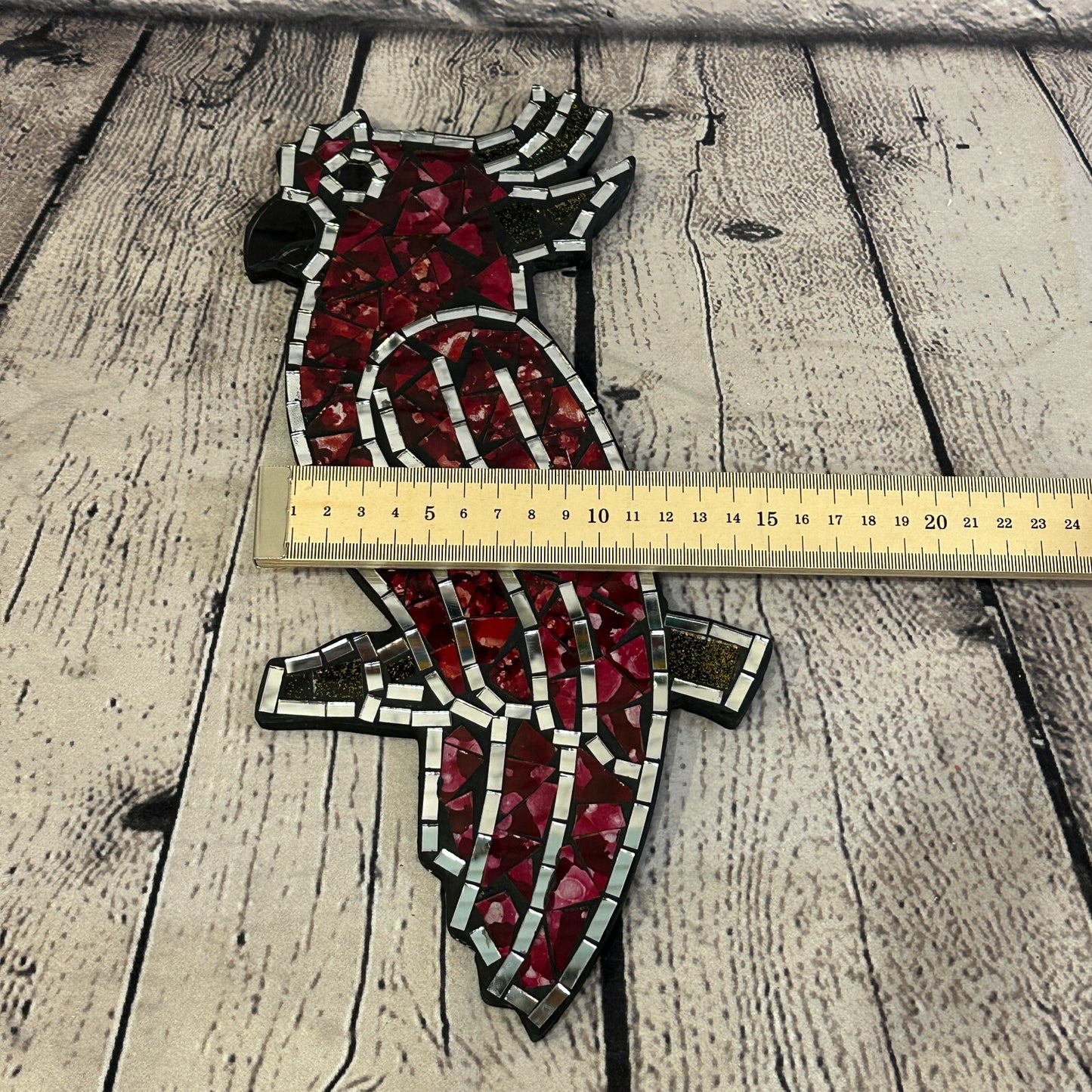 Red Bright Tropical Parrot Mosaic Tile Wall Mirror 30cm x 15cm Handmade New