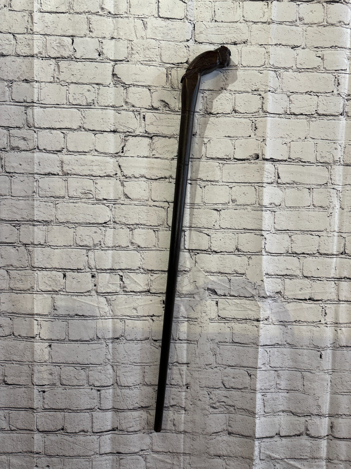 Wise Owl 90cm Tribal African Walking Stick Cane Hand Carved Dark Wood