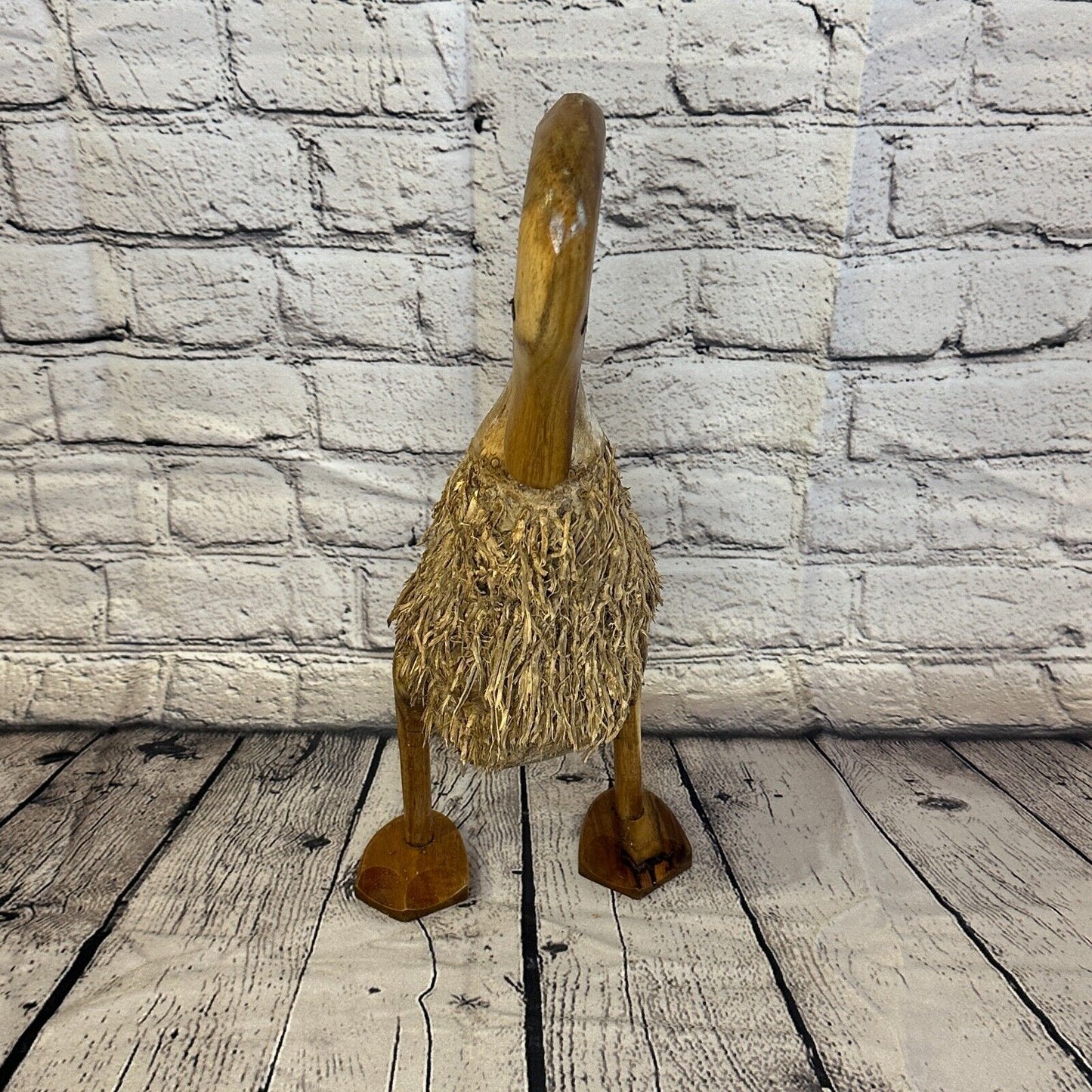 Swan Neck 40cm Tall Wooden Hairy Duckling Baby Duck Bamboo Root Fairtrade