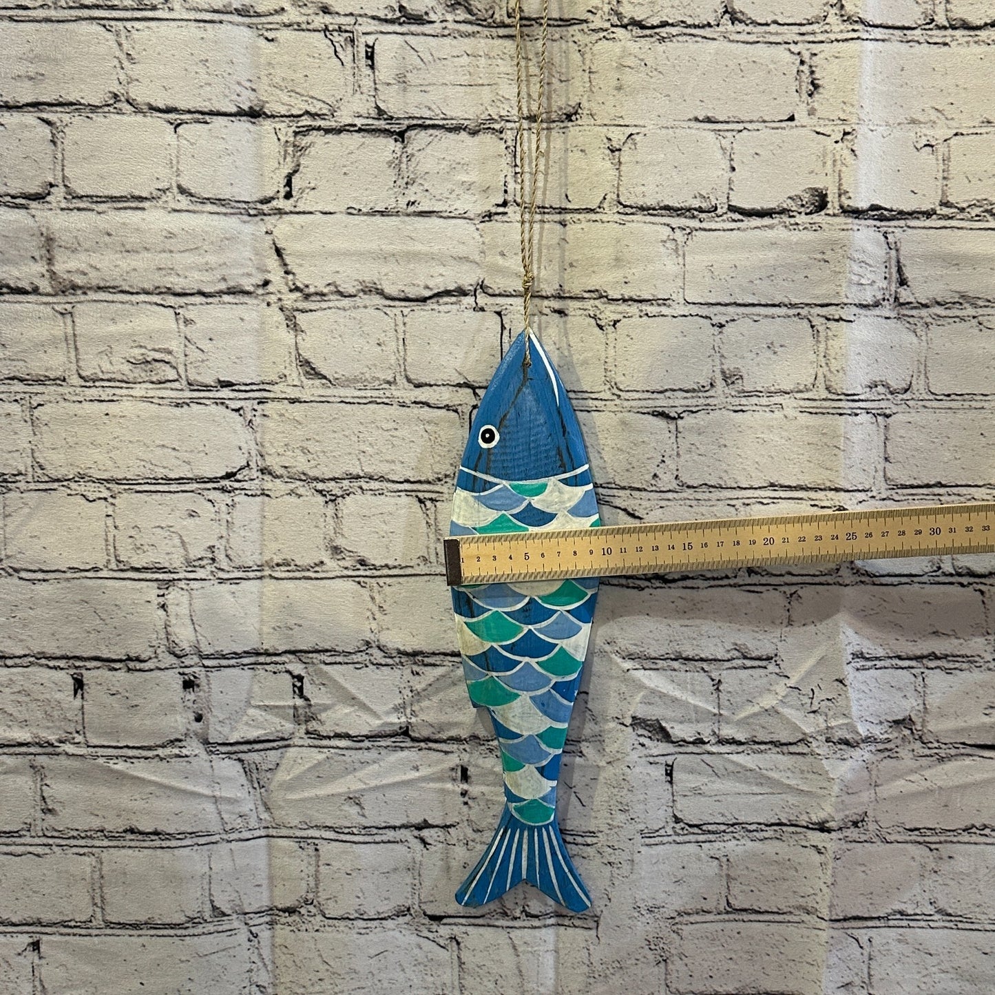 40cm Hanging Fish Hand Painted Fish Wooden Hanging Fish Coastal Decor Design 1