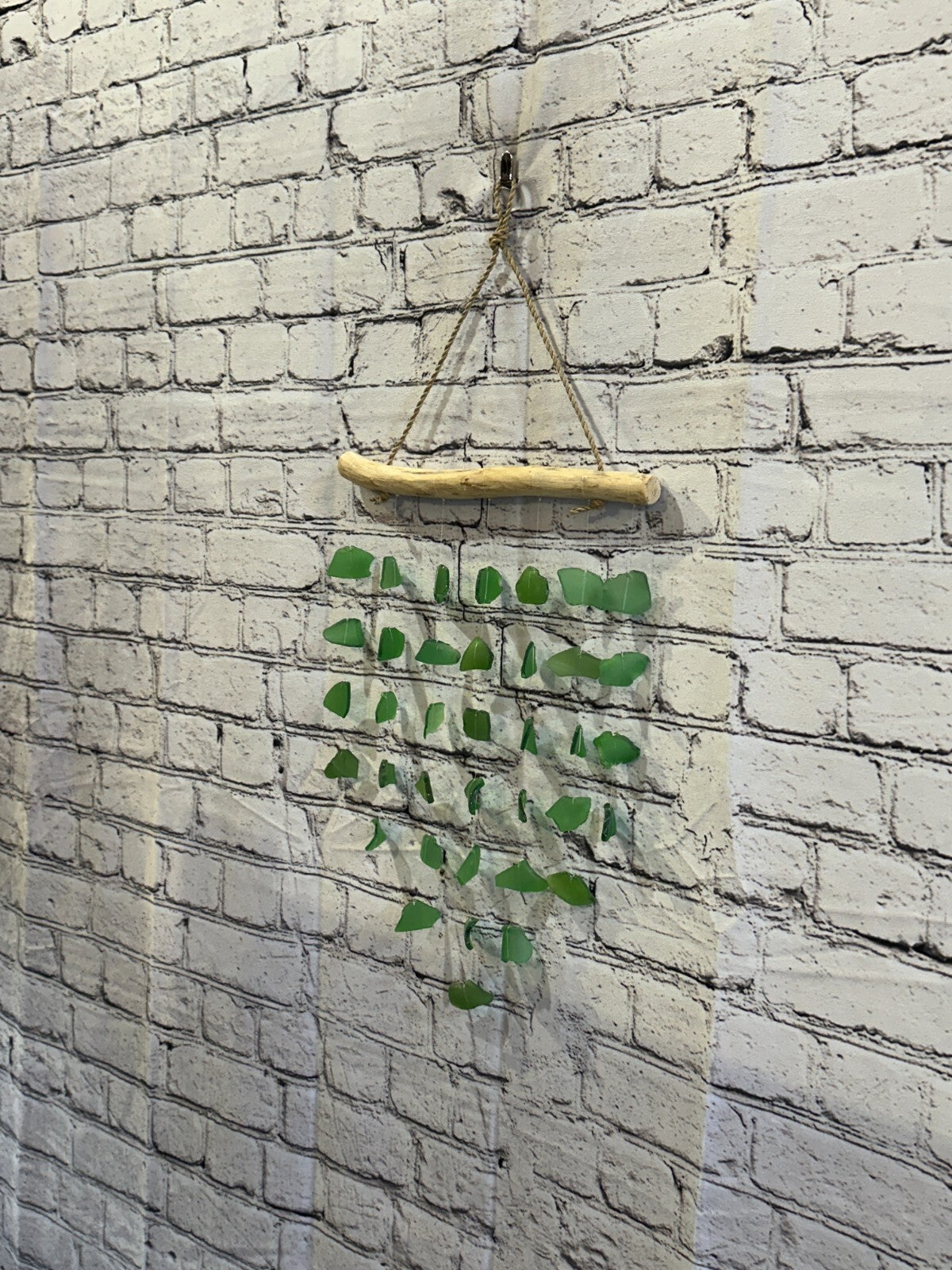 45cm x 25cm Green Wind Recycled Glass Driftwood Handmade Garden Home Mobile
