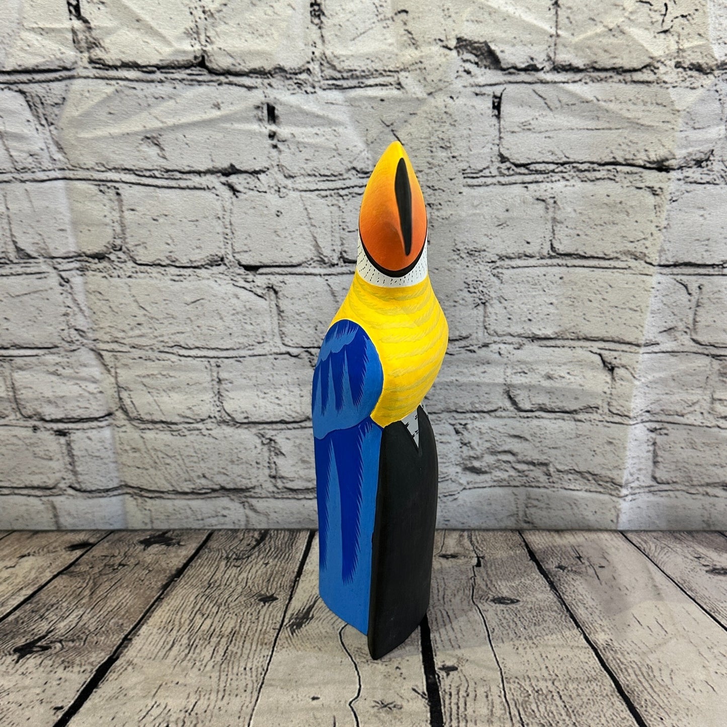 30cm Blue Toucan Bird Ornament Statue Fair Trade Hand Made Carved Wood