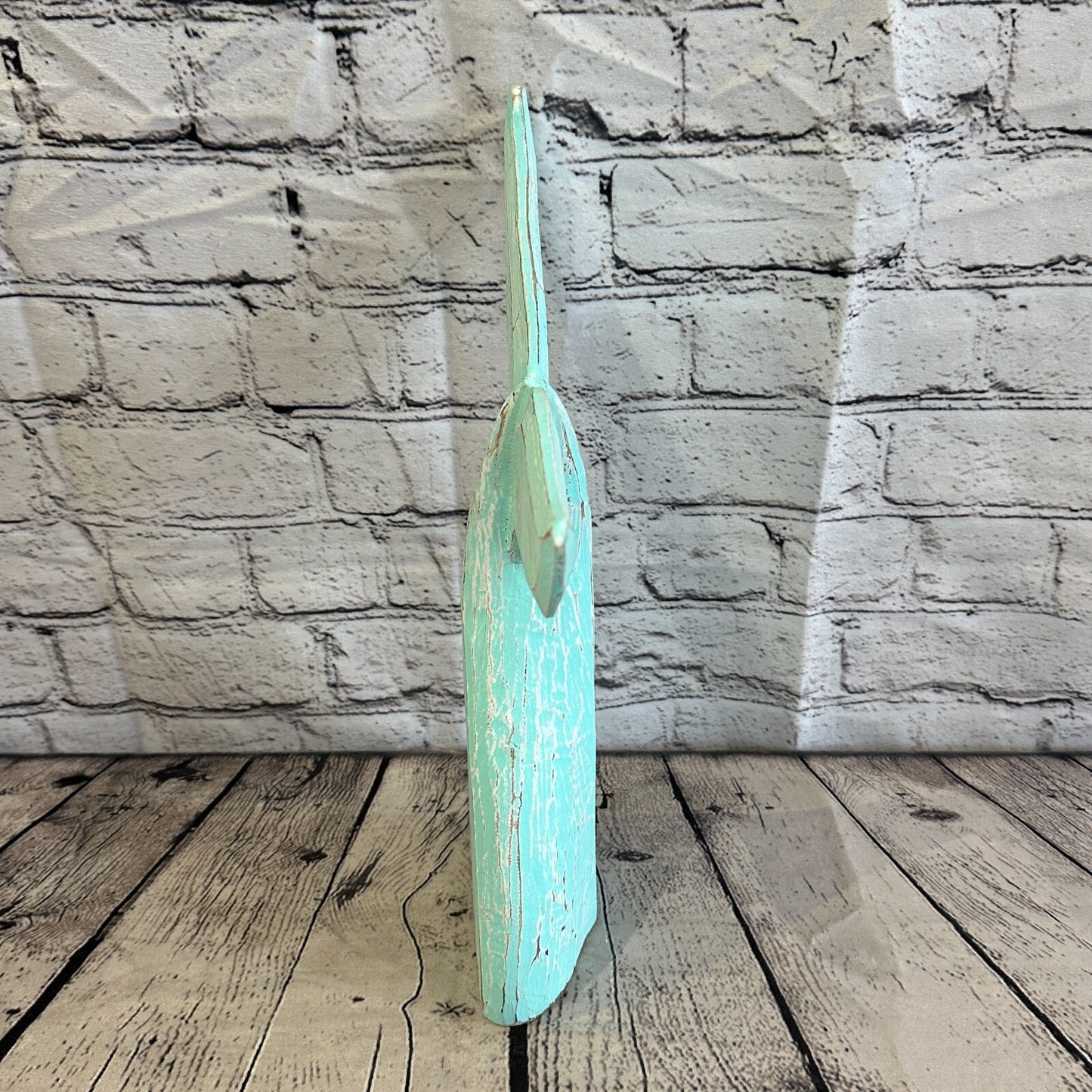35cm x 30cm Whale Tail Green Fish Wood Coastal Ocean Bathroom Decoration