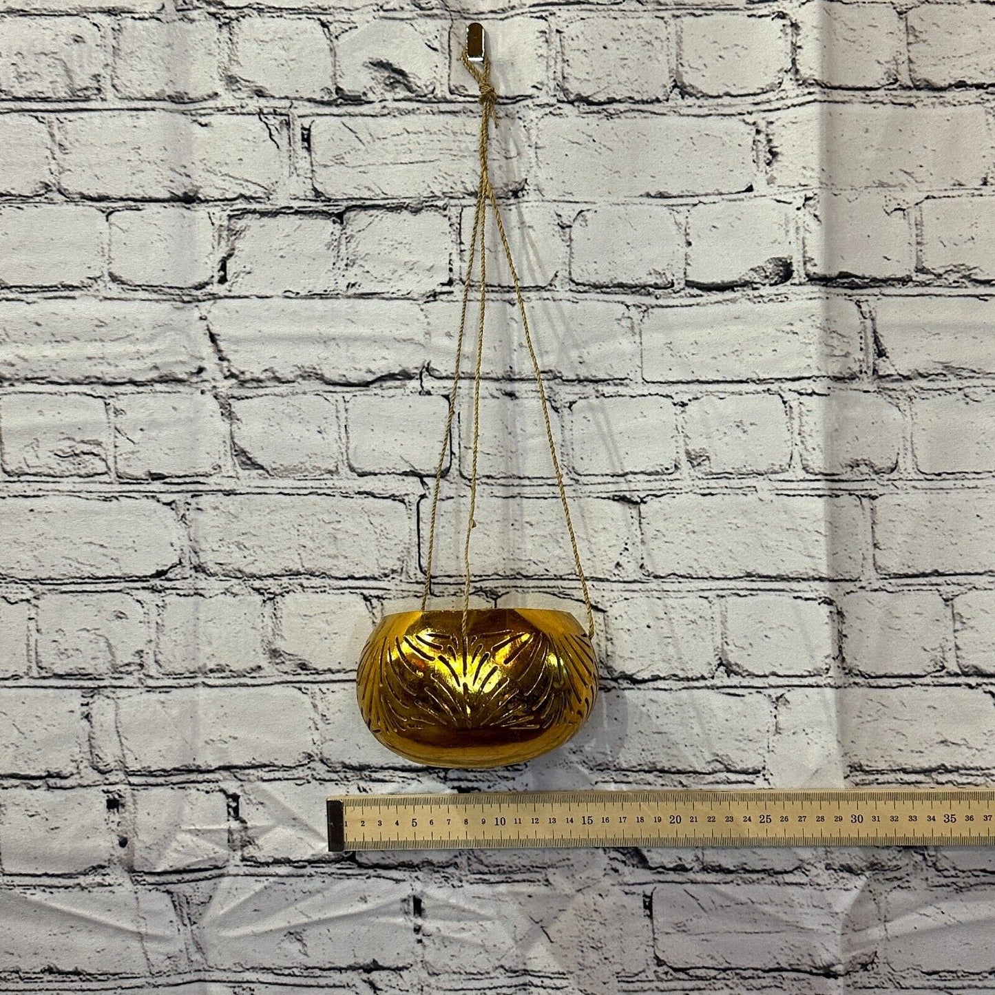 Gold Coconut Shell Hanging Basket Orchid Planter Balcony Decorative Vase Flower