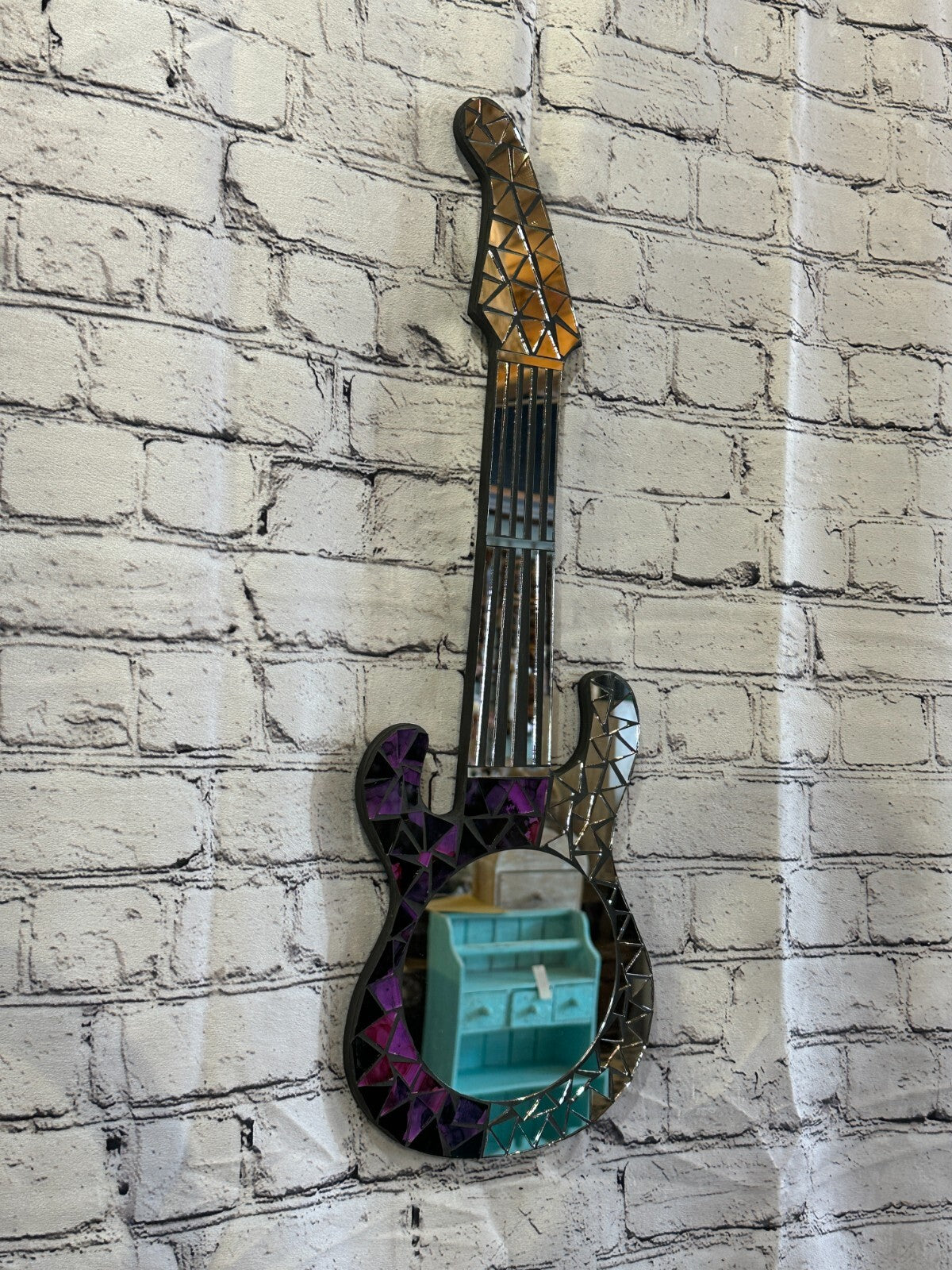 Purple Guitar Mosaic Tile Wall Mirror 60cm x 20cm 24 Inches Handmade New