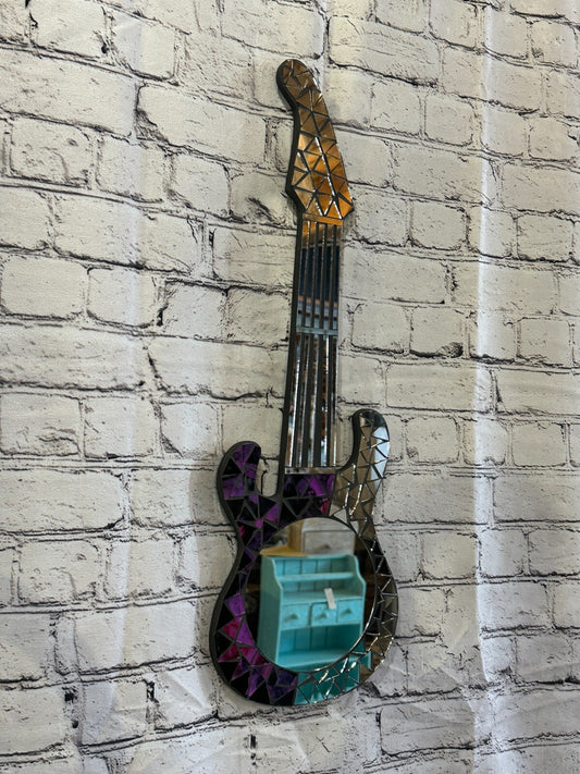 Purple Guitar Mosaic Tile Wall Mirror 60cm x 20cm 24 Inches Handmade New