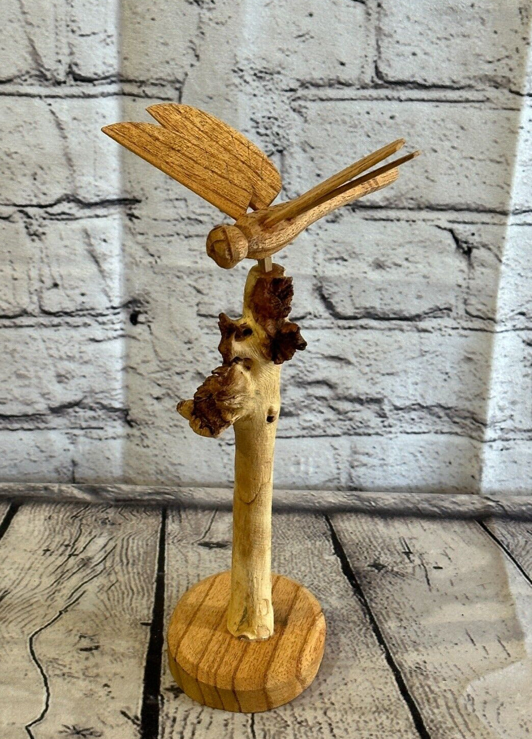 Dragonfly Stand Mushrooms Parasite Ornament Natural Carving Fairtrade Wooden