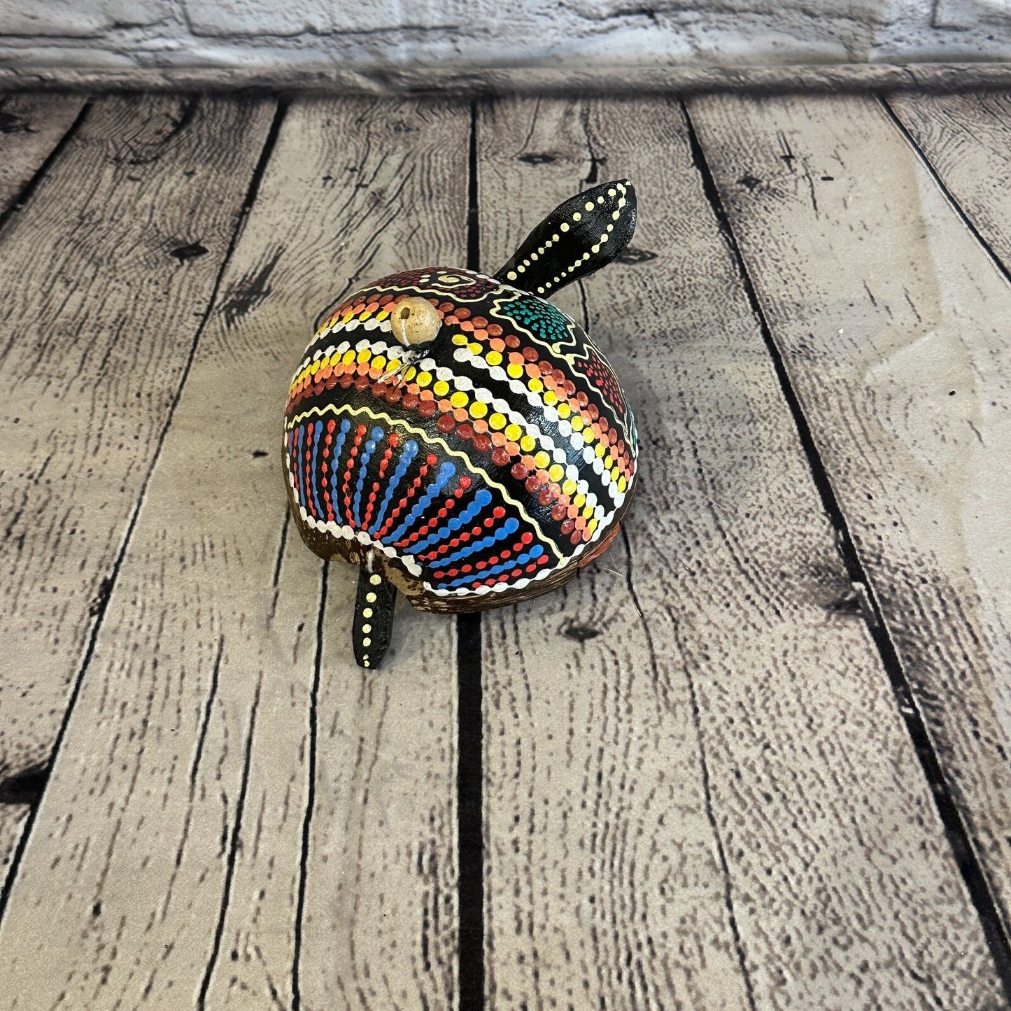Pull Back Carved Coconut Shell Nodder Bobble Head Tail Sea Turtle Tortoise
