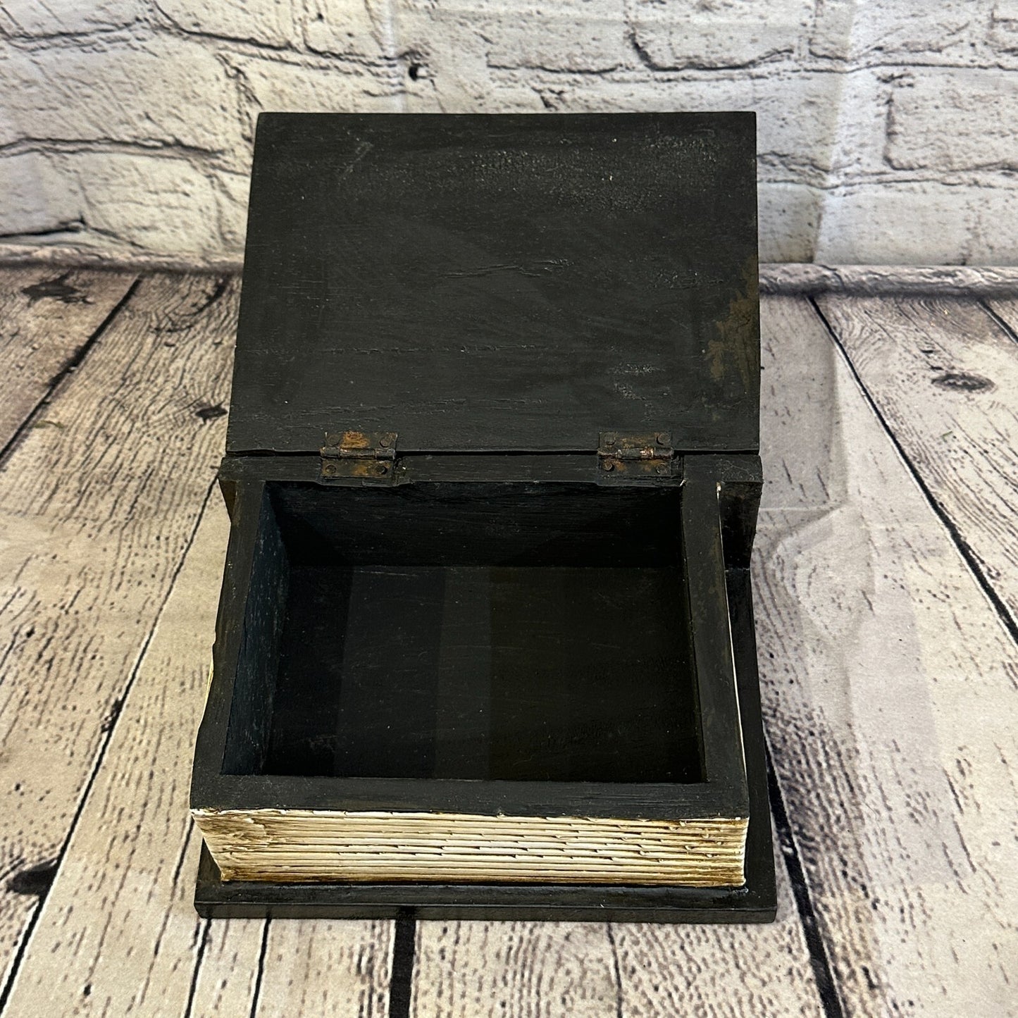 18cm x 12cm Book Wooden Gothic Skeleton Skull Coffin Jewellery Trinket Box